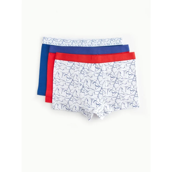 LCW Kids Beyaz Baskılı Pamuklu Erkek Çocuk Boxer 3lü
