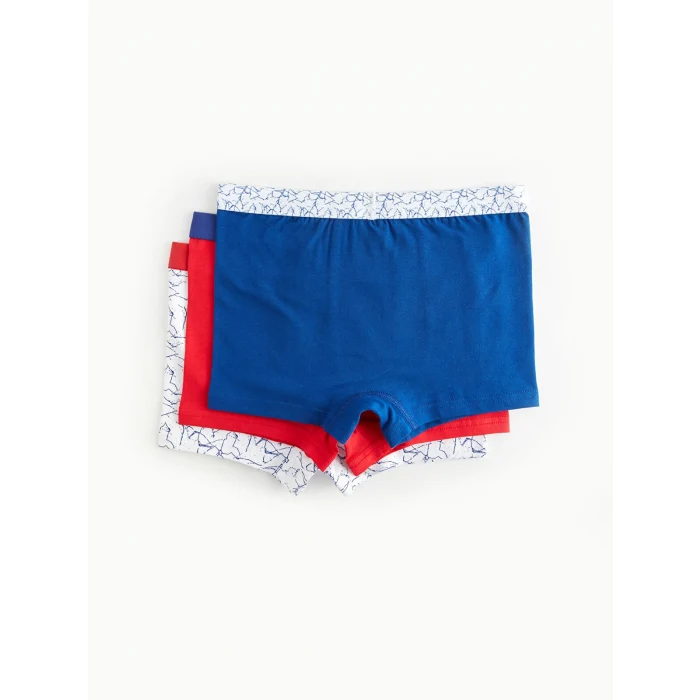 LCW Kids Beyaz Baskılı Pamuklu Erkek Çocuk Boxer 3lü