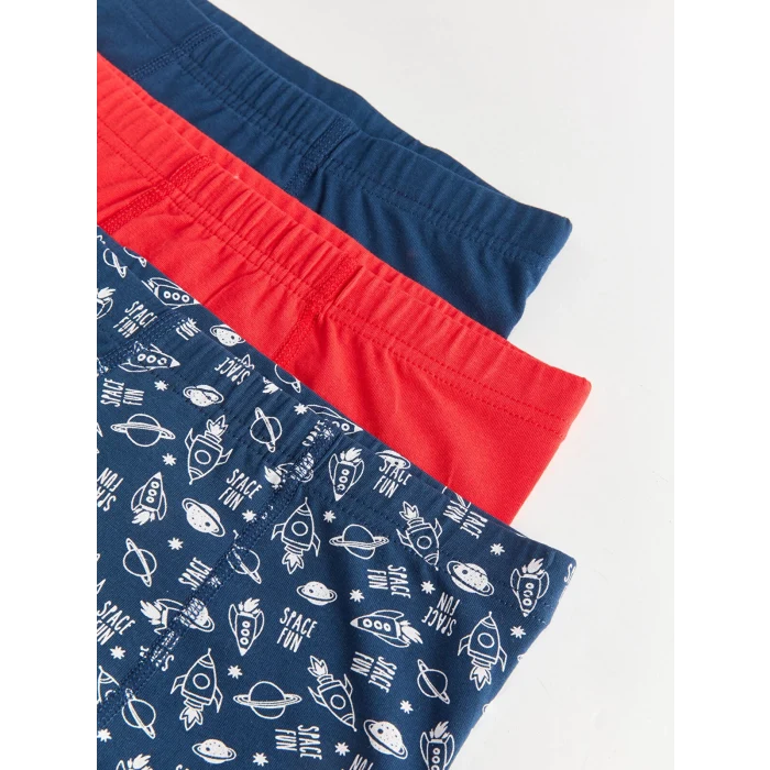 LCW Kids Lacivert Baskılı Pamuklu Erkek Çocuk Boxer 3lü