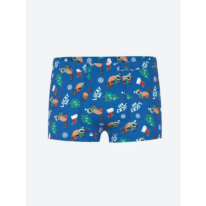 LCW Kids Mavi Yılbaşı Temalı Erkek Çocuk Boxer 3lü