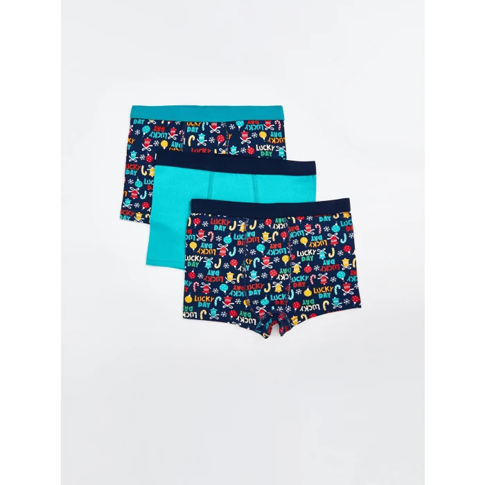 LCW Kids Lacivert Baskılı Erkek Çocuk Boxer 3lü