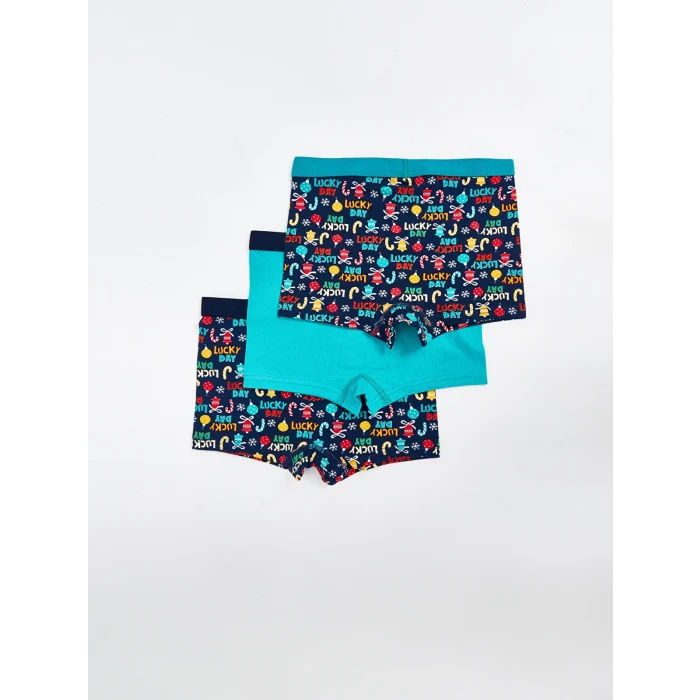LCW Kids Lacivert Baskılı Erkek Çocuk Boxer 3lü