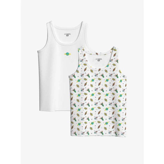 LCW Kids Beyaz Bisiklet Yaka Erkek Çocuk Atlet 2li