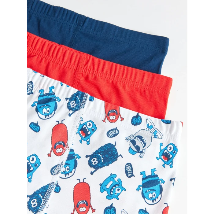 LCW Kids Beyaz Baskılı Pamuklu Erkek Çocuk Boxer 3lü