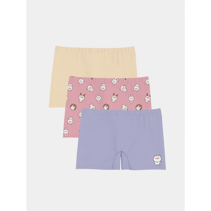 LCW Kids Pembe Baskılı Kız Çocuk Boxer 3lü