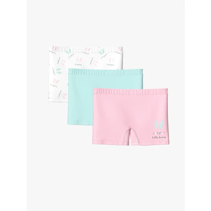 LCW Kids Beyaz Baskılı Kız Çocuk Boxer 3lü