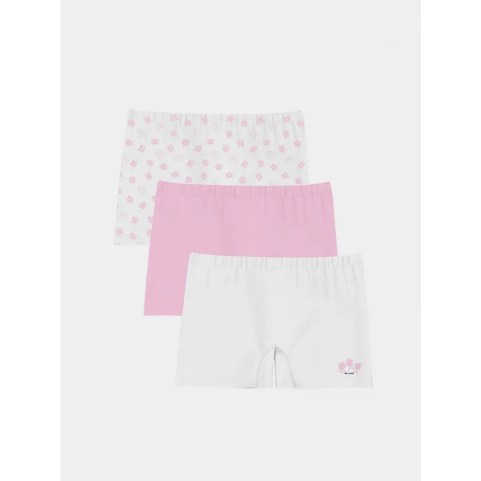 LCW Kids Beyaz Baskılı Kız Çocuk Boxer 3lü