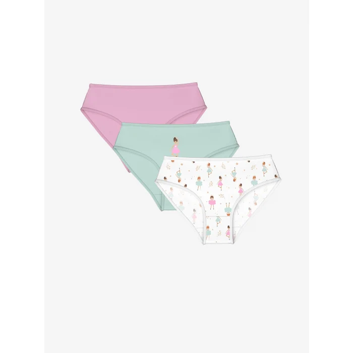 LCW Kids Beyaz Baskılı Kız Çocuk Külot 3lü