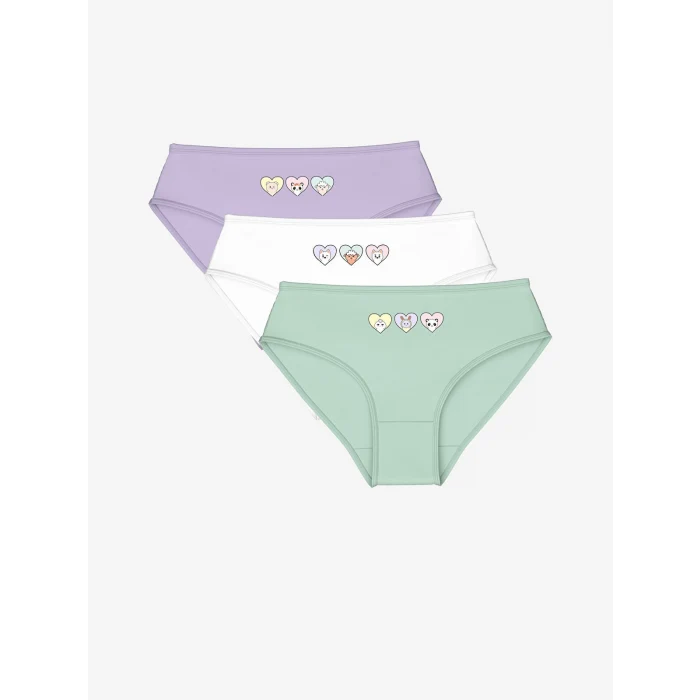 LCW Kids Lila Baskılı Kız Çocuk Külot 3lü