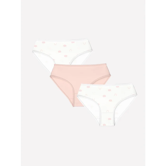 LCW Kids Ekru Baskılı Kız Çocuk Külot 3lü