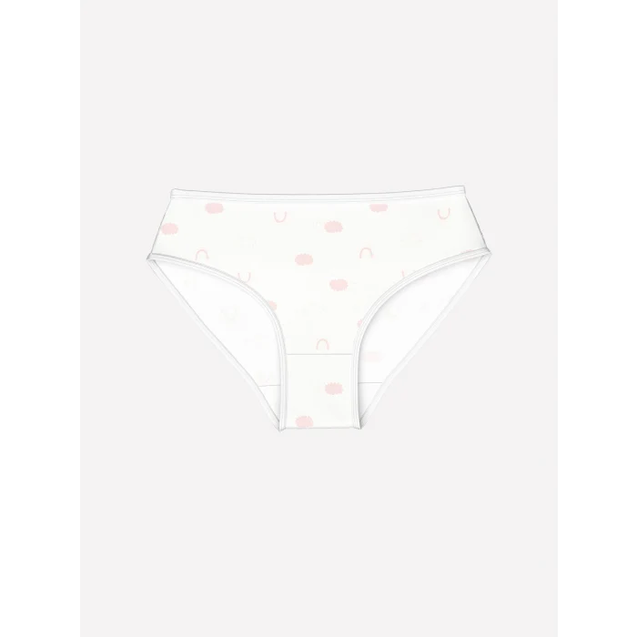 LCW Kids Ekru Baskılı Kız Çocuk Külot 3lü