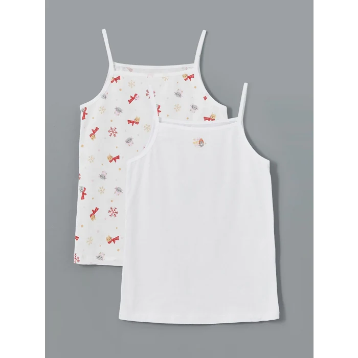 LCW Kids Beyaz Kare Yaka Kız Çocuk Atlet 2li