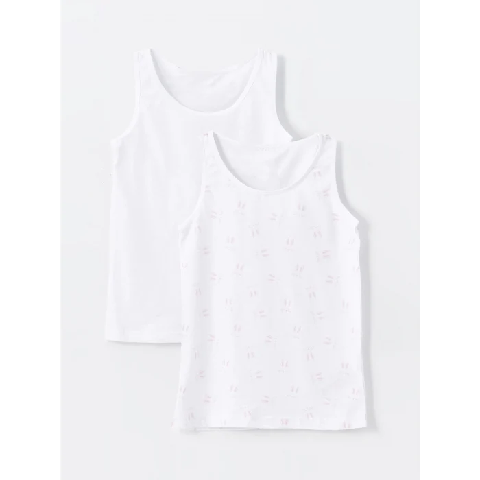 LCW Kids Beyaz Bisiklet Yaka Kız Çocuk Atlet 2li