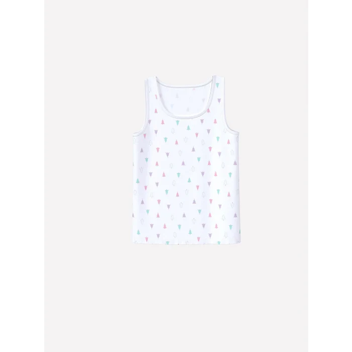 LCW Kids Beyaz Baskılı Kız Çocuk Atlet 2li