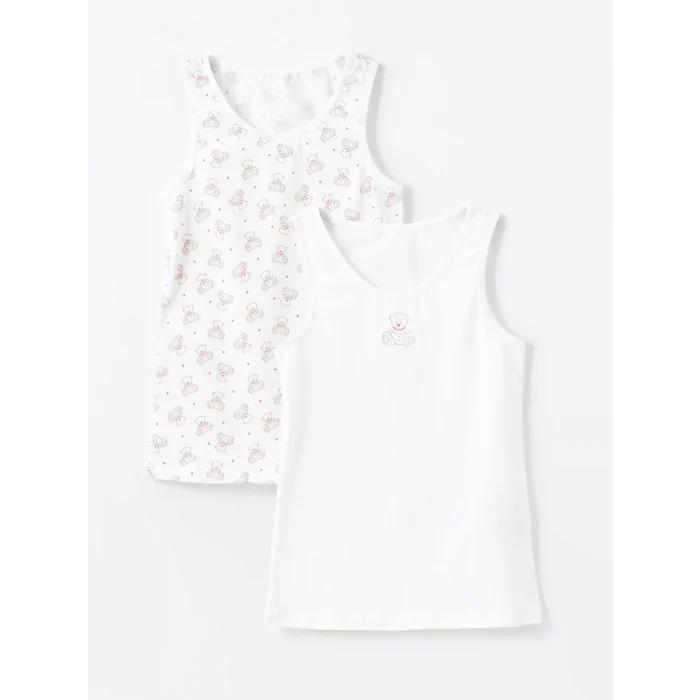 LCW Kids Ekru Bisiklet Yaka Kız Çocuk Atlet 2li