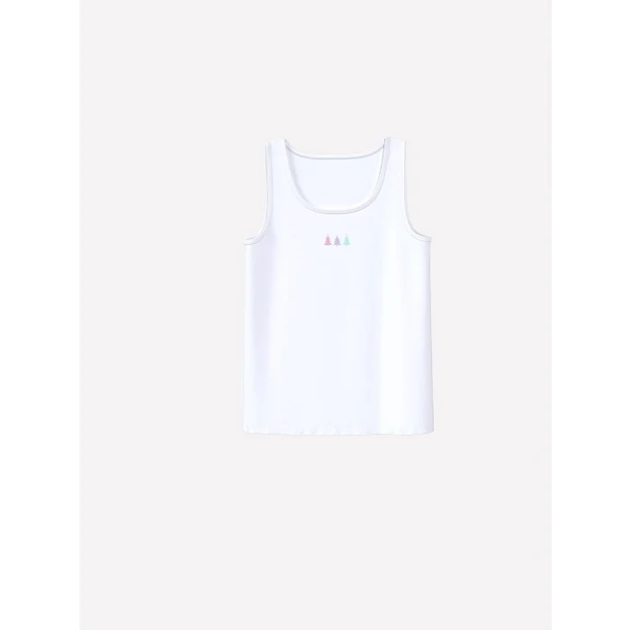 LCW Kids Beyaz Baskılı Kız Çocuk Atlet 2li