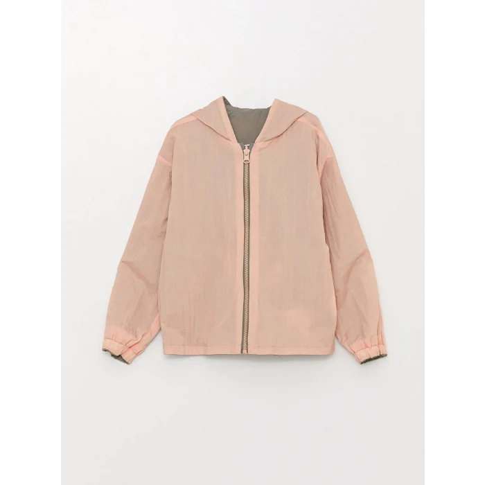 LCW Kids Yeşil Kapüşonlu Çift Taraflı Kız Çocuk Mont