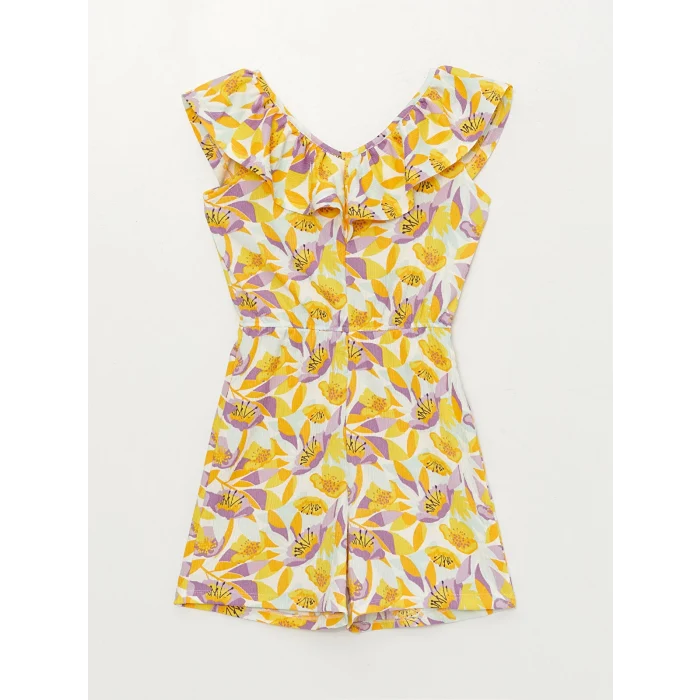 LC WAIKIKI Karişik Kayık Yaka Desenli Kız Çocuk Tulum