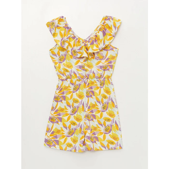 LC WAIKIKI Karişik Kayık Yaka Desenli Kız Çocuk Tulum