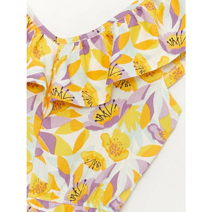 LC WAIKIKI Karişik Kayık Yaka Desenli Kız Çocuk Tulum