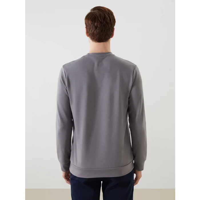 LCWAIKIKI Classic Yeşil Bisiklet Yaka Uzun Kollu Baskılı Erkek Sweatshirt