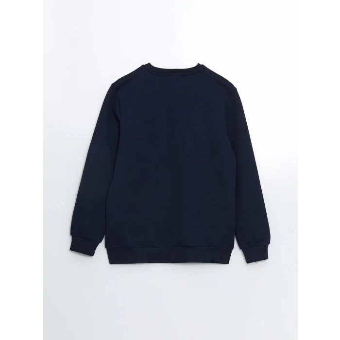 LCWAIKIKI Classic Lacivert Bisiklet Yaka Uzun Kollu Baskılı Erkek Sweatshirt