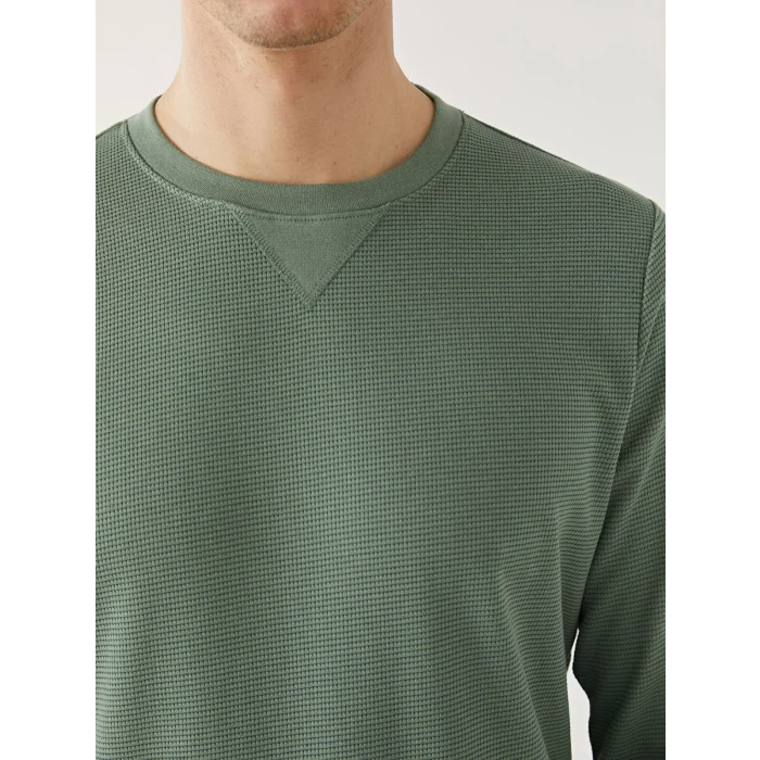 LCWAIKIKI Classic Yeşil Bisiklet Yaka Uzun Kollu Erkek Sweatshirt