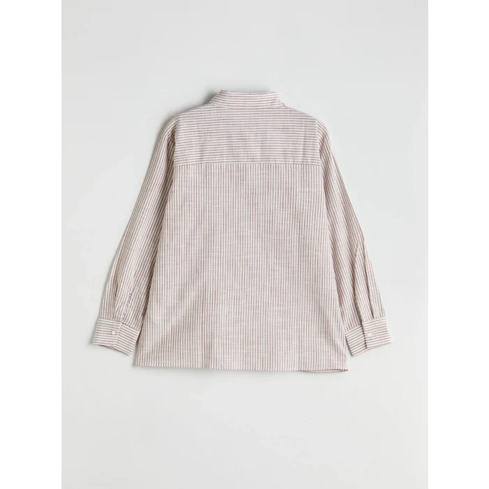 LCWAIKIKI Classic Turuncu Çizgili Poplin Kadın Gömlek