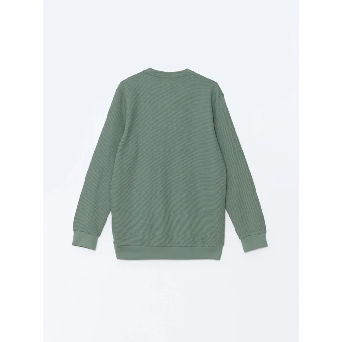 LCWAIKIKI Classic Yeşil Bisiklet Yaka Uzun Kollu Erkek Sweatshirt