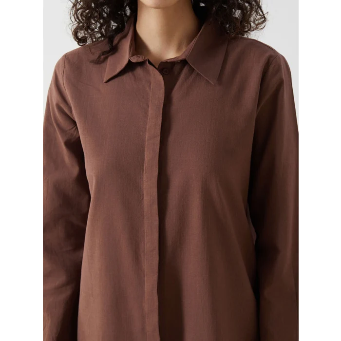 LCW Modest Kahverengi Regular Fit Kadın Gömlek Tunik