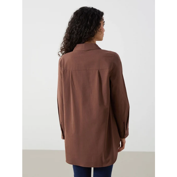 LCW Modest Kahverengi Regular Fit Kadın Gömlek Tunik