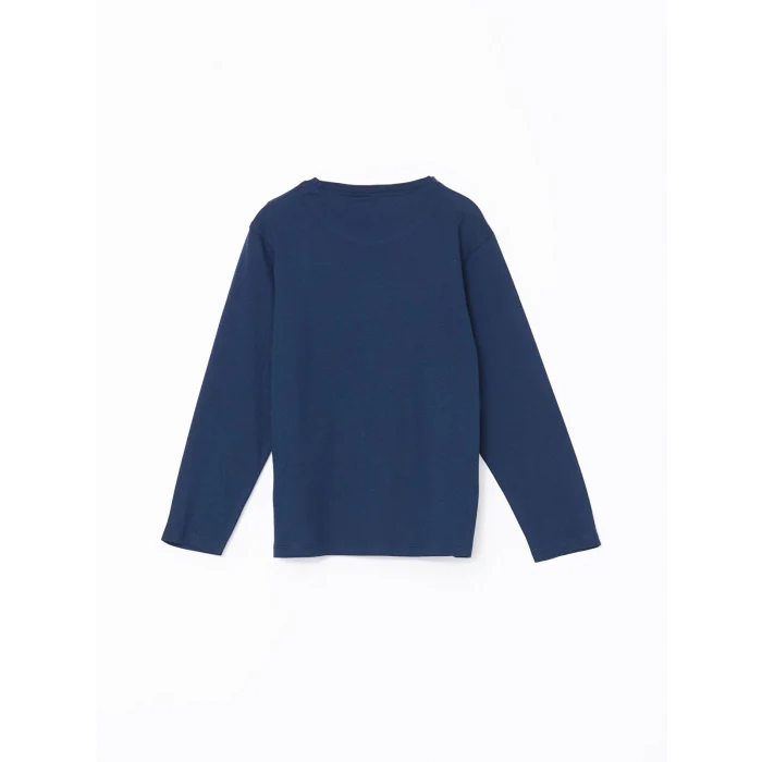 LCW Kids Lacivert Bisiklet Yaka Baskılı Erkek Çocuk Pijama Takımı