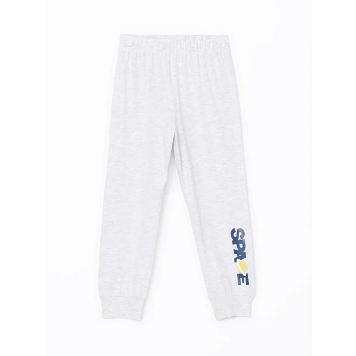 LCW Kids Lacivert Bisiklet Yaka Baskılı Erkek Çocuk Pijama Takımı