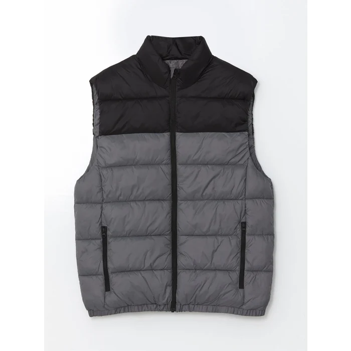 XSIDE Gri Slim Fit Dik Yaka Erkek Şişme Yelek