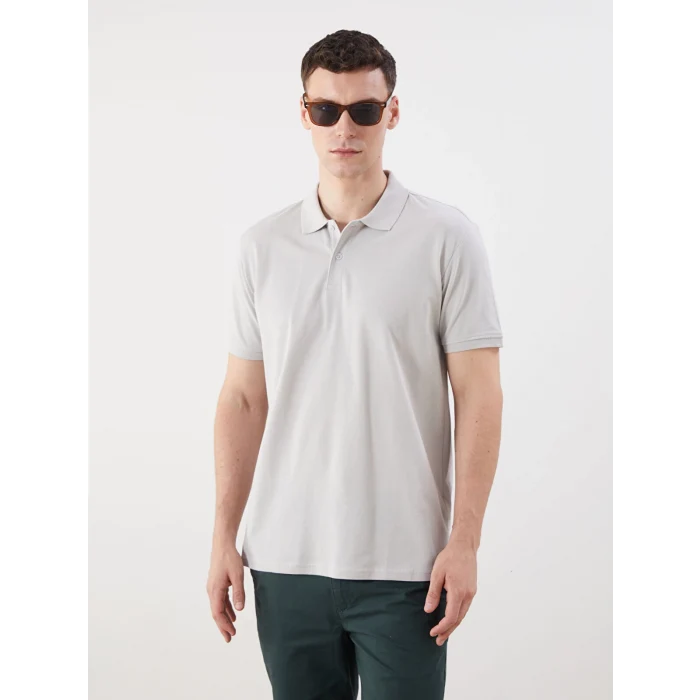 LCWAIKIKI Classic Gri Polo Yaka Kısa Kollu Pike Erkek Tişört