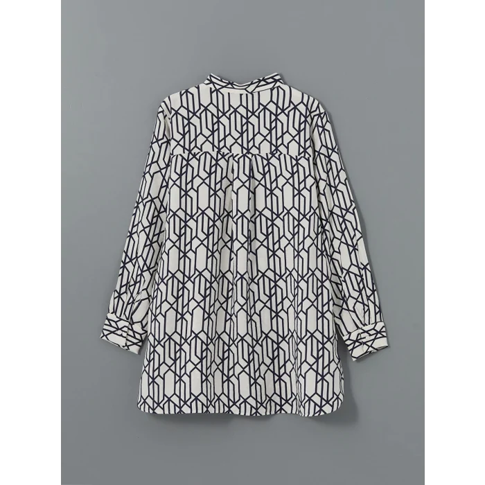 LCWAIKIKI Classic Mavi Hakim Yaka Desenli Kadın Gömlek Tunik