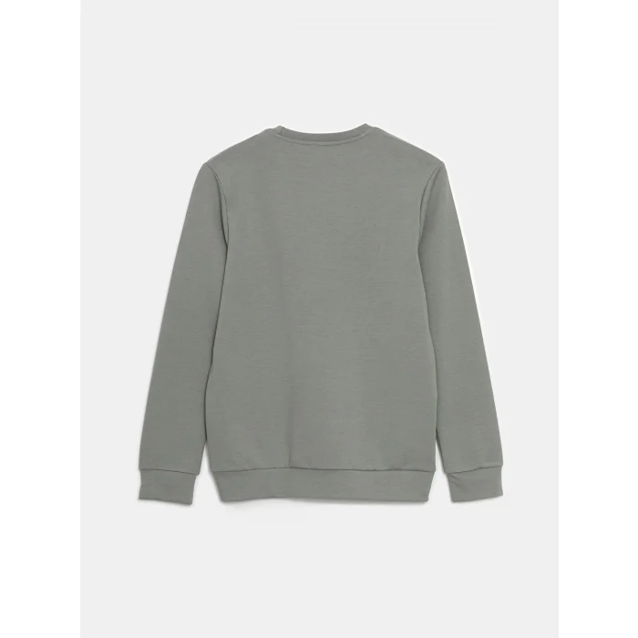 LCWAIKIKI Classic Gri Bisiklet Yaka Uzun Kollu Baskılı Erkek Sweatshirt