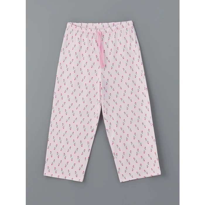 LCW DREAM Pembe Bisiklet Yaka Çiçekli Kadın Kaprili Pijama Takımı