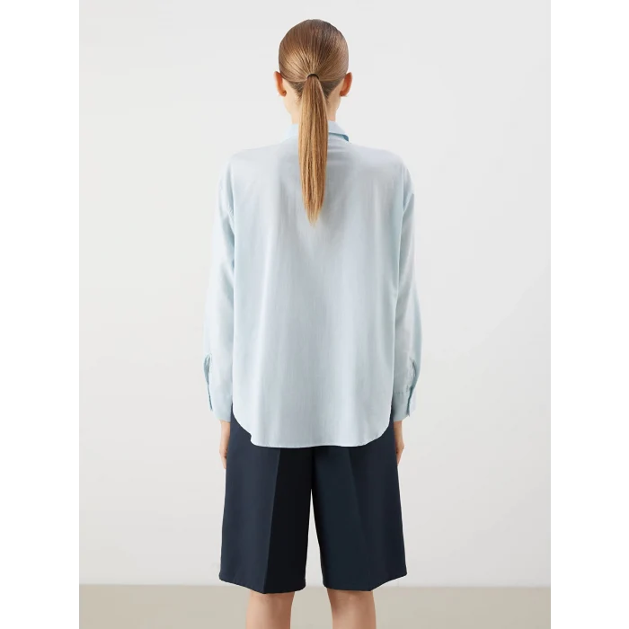 LCW Vision Mavi Oversize Kadın Gömlek