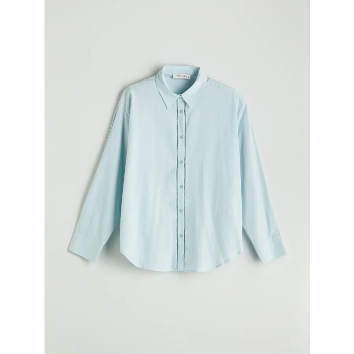 LCW Vision Mavi Oversize Kadın Gömlek