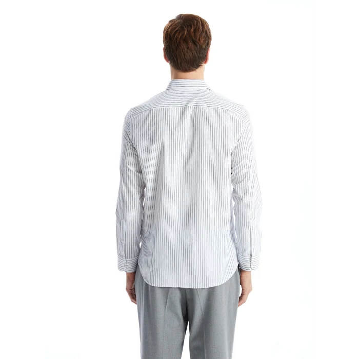 LCWAIKIKI Formal Beyaz Slim Fit Uzun Kollu Çizgili Poplin Erkek Gömlek
