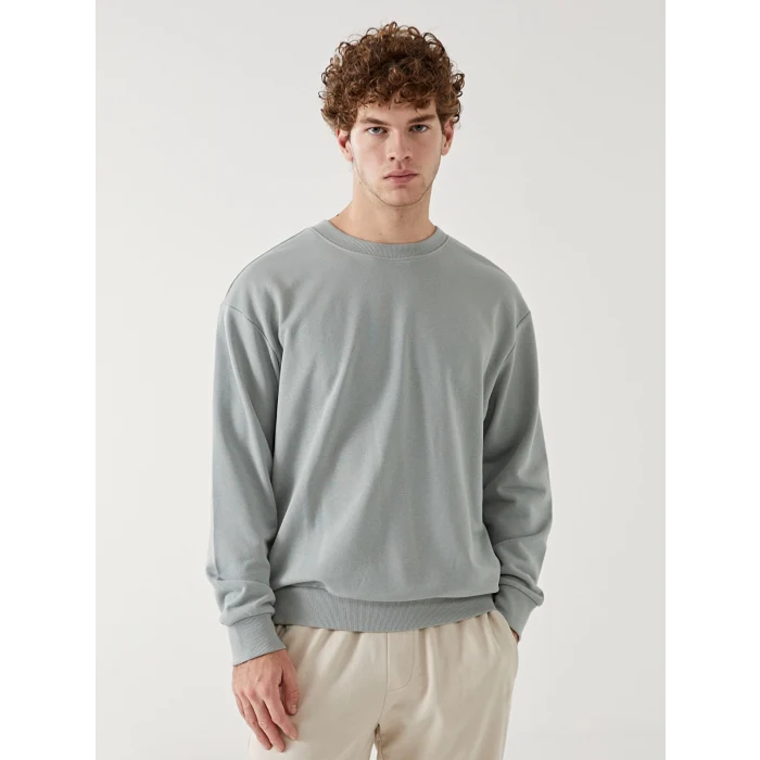 XSIDE Yeşil Bisiklet Yaka Uzun Kollu Erkek Sweatshirt