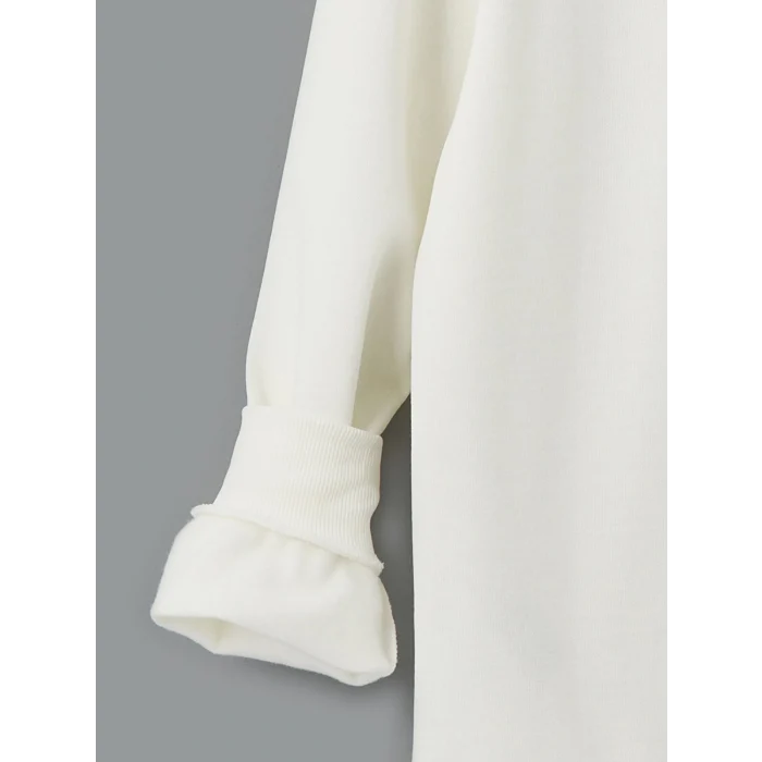 LCWAIKIKI Classic Ekru Bisiklet Yaka Baskılı Erkek Kalın Sweatshirt