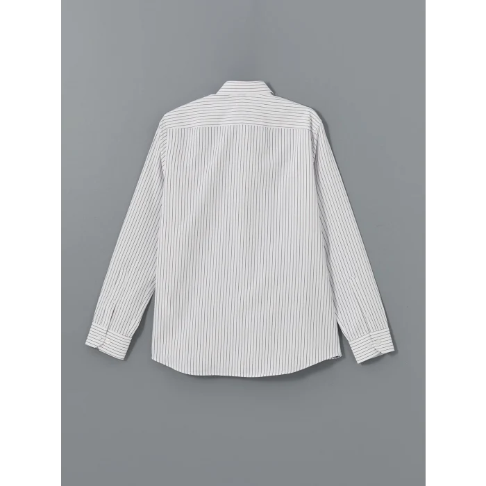 LCWAIKIKI Formal Beyaz Slim Fit Uzun Kollu Çizgili Poplin Erkek Gömlek