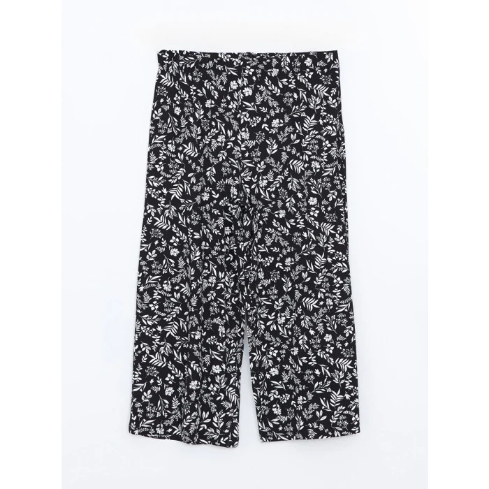 LCW Grace Siyah Beli Lastikli Çiçekli Kadın Kapri