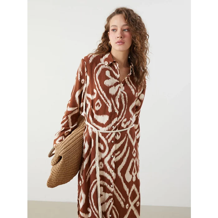 LCWAIKIKI Classic Turuncu Desenli Kadın Gömlek Tunik