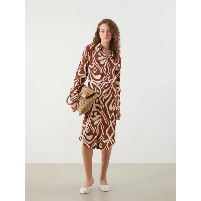 LCWAIKIKI Classic Turuncu Desenli Kadın Gömlek Tunik