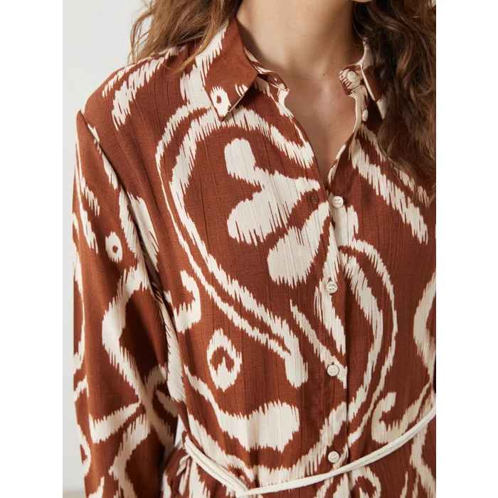 LCWAIKIKI Classic Turuncu Desenli Kadın Gömlek Tunik