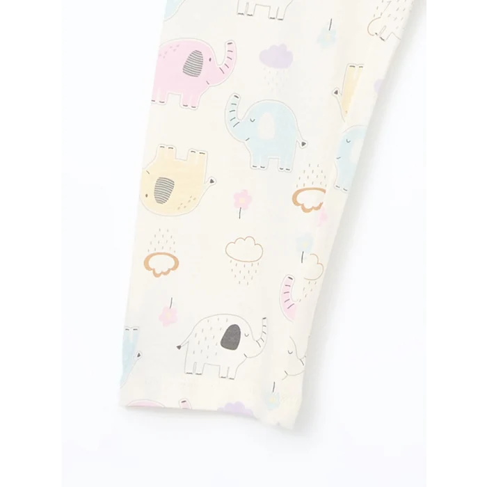 LCW Kids Ekru Gömlek Yaka Baskılı Kız Çocuk Pijama Takım