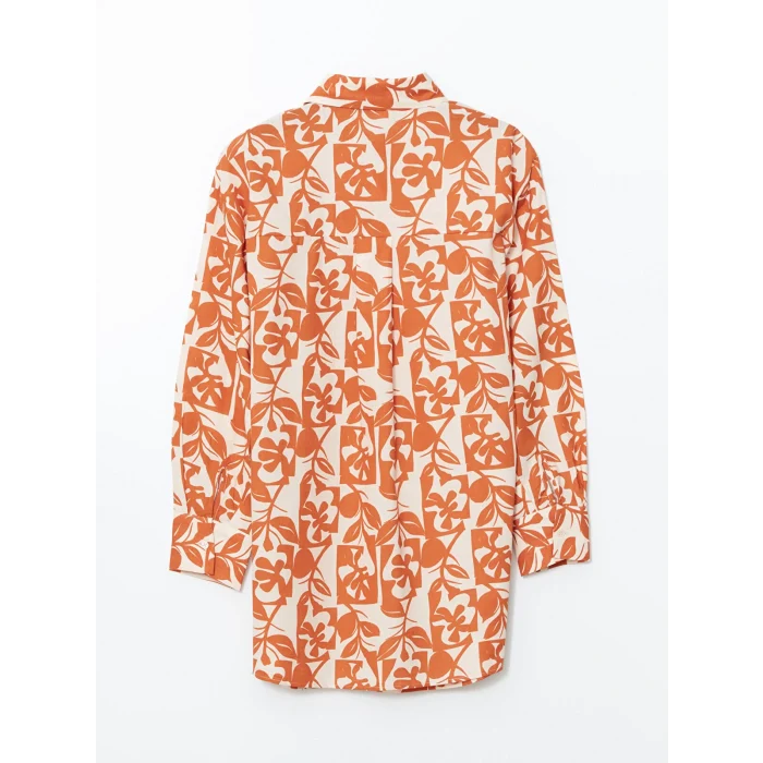 LCW Modest Turuncu Desenli Oversize Kadın Gömlek Tunik